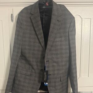 Report Men's Charcoal Checkered Blazer